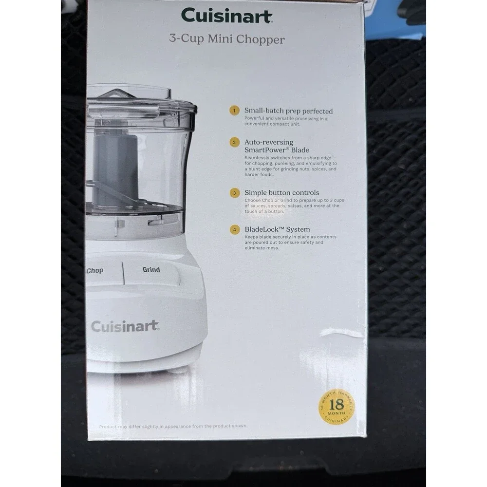 Cuisinart CCH-3 3-Cup Electric Mini Chopper White w/ Bowl & Blade
